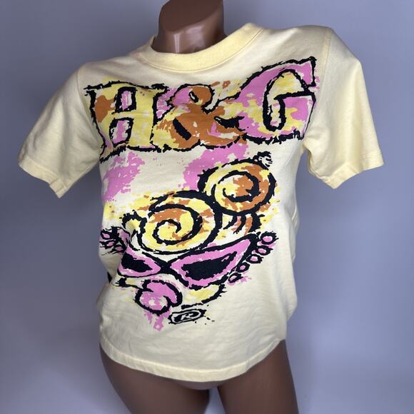 Hysteric Glamour Yellow Graphic Mask Print T Shirt XS Small Baby Tee Y2K Japan - Picture 1 of 12